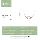 925 Sterling Silver Heart With Wings Minimalist Simple Chain Necklace For Women Rose Gold Color Jewelry
