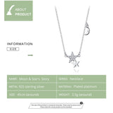 Stars and Moon Link Chain Necklace for Women 925 Sterling Silver 45cm Wedding Fashion Jewelry Collar New Design