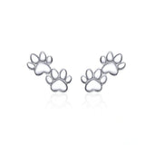 Dog Paw Silver Stud Earrings