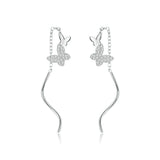 925 Sterling Silver Beautiful Flying Butterflies Light Stud Earrings Fashion Wedding Jewelry For Gift