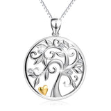 Yellow Heart With Tree Circle Necklace Geometrically Cheap Silver Necklace