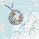 S925 Sterling Silver Creative Flower Butterfly Round Pendant Necklace Female Jewelry Cross-Border Exclusive