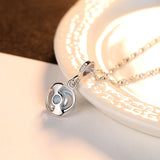 S925 sterling silver Blue zircon pendant necklace for women