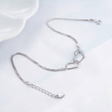 Two Double Heart Linked Bracelet Adjustable Chain Women Bracelet
