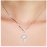 Cubic Zircon Angel Shape Pendant Necklace Shining Design For Beautiful Girls