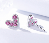 S925 sterling silver jewelry fashion wild micro-set diamond earrings sweet peach heart-shaped earrings