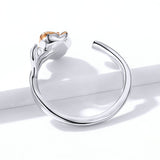 3D Vivid Rose Flower Open Adjustable Finger Rings for Women Real 925 Sterling Silver Free Size Korean Jewelry