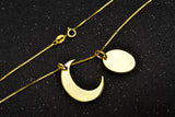 "I Love You To The Moon And Back" Carved Moon And Ellipse Shape Necklace 925 Sterling Silver