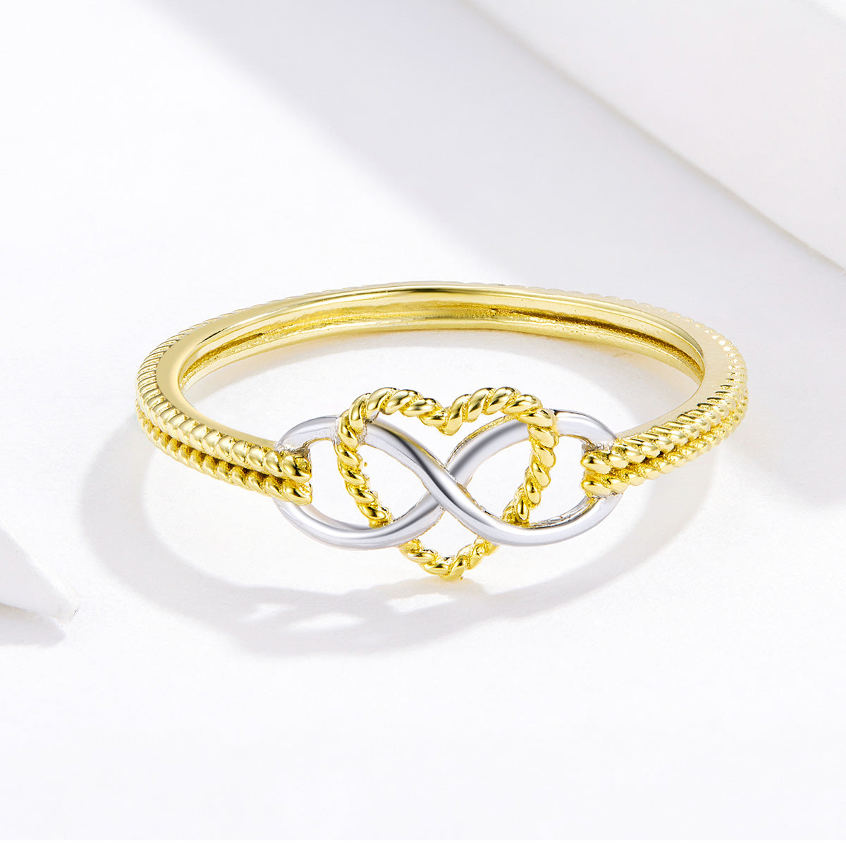 S925 sterling silver has always loved the ring infinity heart-shaped ring platinum and yellow gold ring