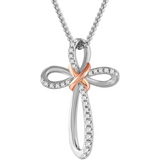 Infinity Cross Pendant Necklace  Cubic Zirconia for Women Daughter Wife Mother on Birthday Thanksgiving Day Anniversary,  Rose Gold Plated Christmas Gifts