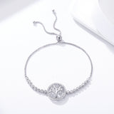 S925 Sterling Silver White Gold Plated Zircon Brilliant Tree of Life Bracelet