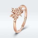 S925 Sterling Silver Maple Leaf Ring Rose Gold Plated Ring