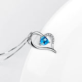 Asymmetrical Heart Shape Necklace Blue Crystal Goodness Necklace