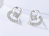 S925 Sterling Silver Jewelry Zircon Earrings Korean Love Heart Earrings Christmas Gifts Peach Heart Earrings
