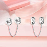 My Love Safety Chain Charms 925 Sterling Silver Connection Chain Charms  with Love Safety Chain Fit All Bracelet