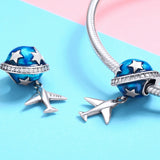 S925 sterling silver zirconia airplane travel dream charms