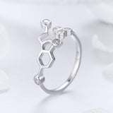 S925 sterling silver honeycomb ring White Gold Plated cubic zirconia ring