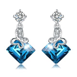 crystal blue stud earrings rhodium plating wholesale earrings