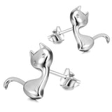 S925 Sterling Silver Creative Silver Personality Cat Earrings Jewelry Cross-Border Exclusive