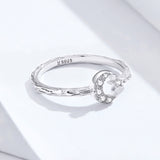 S925 Sterling Silver White Gold Plated Zircon Ring Star Moon Silver Ring
