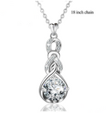 925 Sterling Silver Water Drop Shiny CZ Pendant Necklace with box Fine  Jewelry for Women Wedding Birthday Party Gift