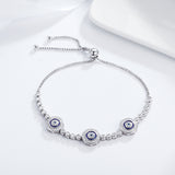 S925 Silver White Gold  Plated Cubic Zircon Drip Circle Bracelet