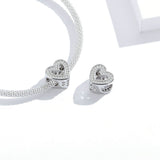 925 Sterling Silver Shining Dazzling Heart Shape Charm Fit DIY Bracelet Fashion Jewelry For Women