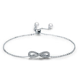  Silver Zirconia Pearl Infinity Elegant Bracelet
