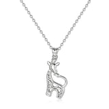 Cute Giraffe Sterling Silver Necklace Pendant Simple Animal Pendant Item Jewelry