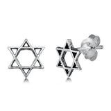 Silver Jewish Star Stud Earrings