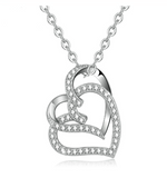 Nterlocking Hearts Clear CZ Pendant Necklace