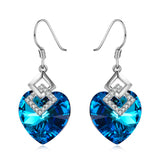 Wholesale New Fashion Style Heart Earrings Love Blue Gemstone Earrings