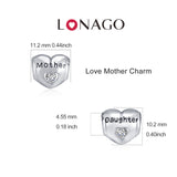 Heart Loving Jewelry Beads Mother Love Daughter Engraved Zirconia Beads