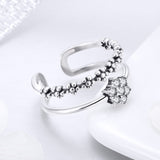 S925 sterling silver gentle temperament ring oxidized cubic zirconia ring