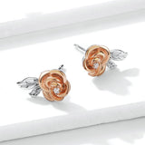Authentic 925 Sterling Silver 3D Vivid Rose Flower Stud Earrings For Women Anti-allergy Fashion Jewelry