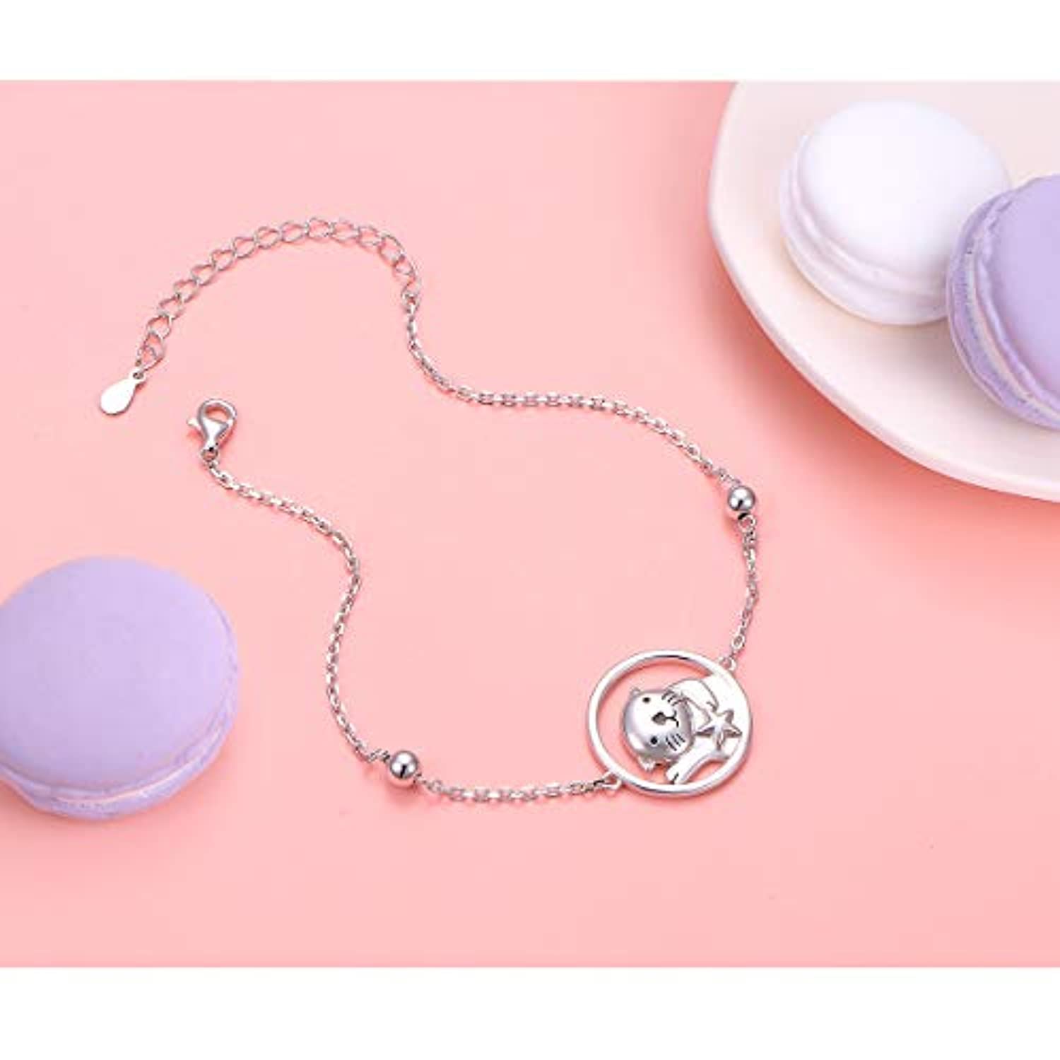925 Sterling Silver Cute Animal Sea Otter Bracelet For Women Teen Girls Birthday Gifts