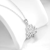 Water Lily Plant Engraved Hollow Necklace Design Lotus Favorite Necklace