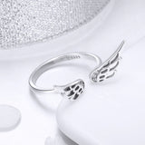 S925 sterling silver ring elf wings oxidized cubic zirconia ring