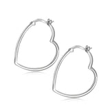 Love Hoop Earrings Heart Loving Shape Earrings 925 Silver Stamped