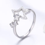 S925 sterling silver star's waiting ring White Gold Plated cubic zirconia ring