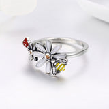 S925 Sterling Silver Pure Friendship Ring Oxidized Dripping Zircon Ring