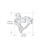 Heart and Music Symbol Earrings Engraved Stud Design Silver Earrings