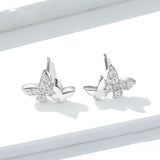 Flying Butterfly Couples Stud Earrings Clear CZ Shiny Elegant Ear Studs 925 Sterling Silver Jewely Accessories