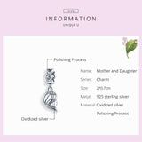 925 Sterling Silver Exquisite Mother and Daughter Charm Precious Jewelry For Women