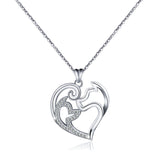 S925 sterling silver heart-shaped necklace horse mother and baby zircon pendant accessories jewelry for mother's day gift