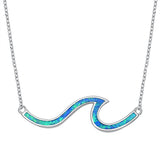 Blue Lab Opal Wave Pendant Necklace