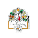 925 Sterling Silver Colorful Turkey Charm For Necklace Fashion Jewelry For Thanksgiving