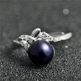 Fashion Adjustable Pearl Ring Wholesale Silver Purple Pearl Rings