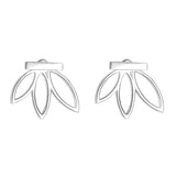 Latest Womens Water Lily Lotus Shape Earrings Silver Stud Earrings