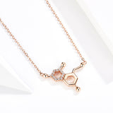 S925 Sterling Silver Love Molecular Pendant Necklace Rose Gold Plated Zircon Necklace